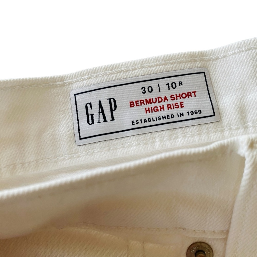 GAP Bermuda High Rise White Denim Jean Shorts 30/10r - Picture 2 of 7